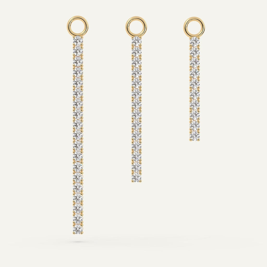 Short Medium Long Yellow Gold Diamond Tennis Earrings