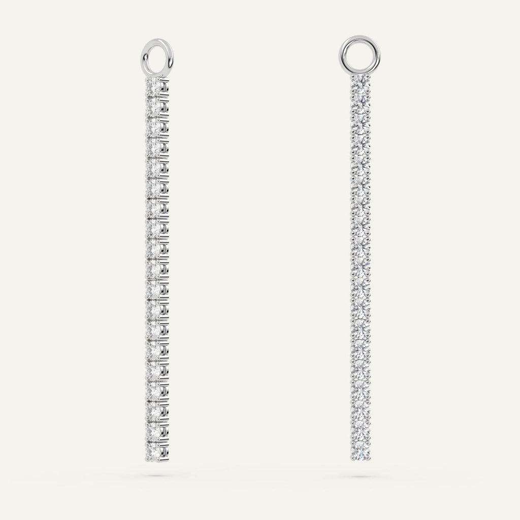 Long White Gold Diamond Tennis Earrings