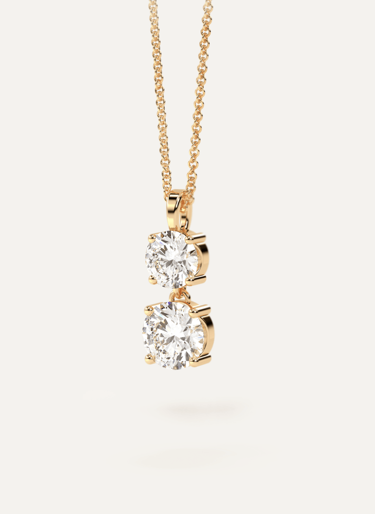 Necklace Duo Diamond Drop Pendant Necklace
