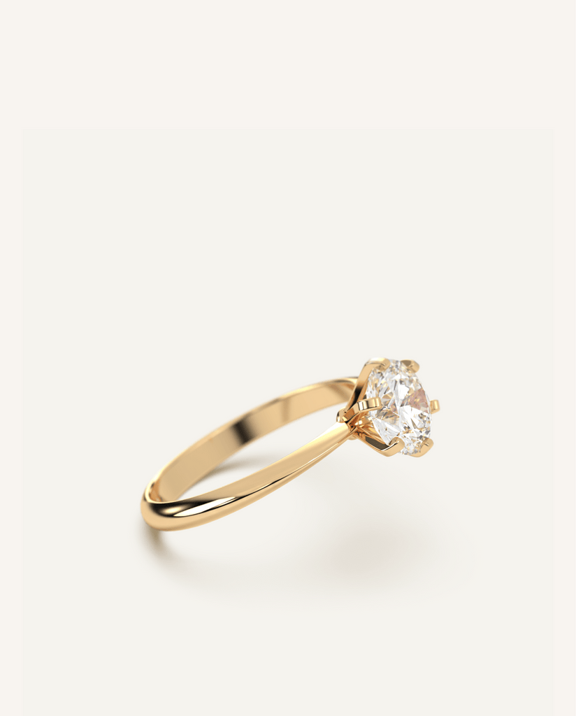 Round Diamond Solitaire Engagement Ring in Yellow Gold