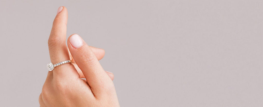 Engagement ring on finger