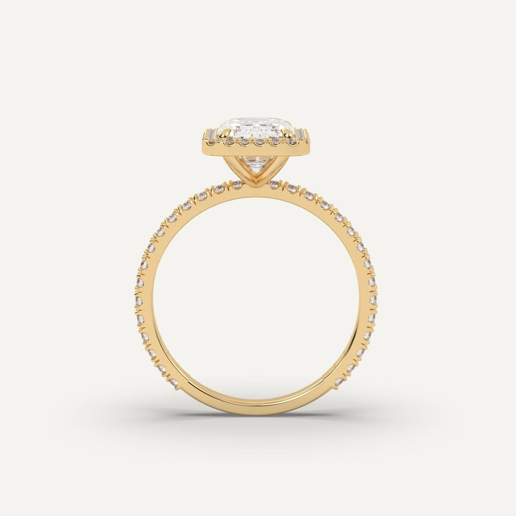 Emerald Diamond Ring Semi-Mount 14K Yellow Gold