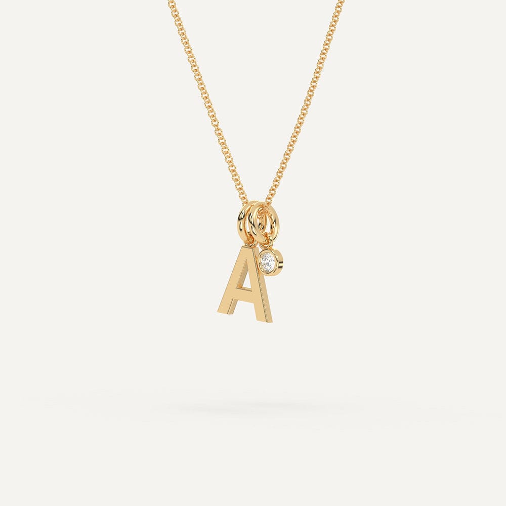 Initial Letter A Necklace Gold Diamond Pendant For Women