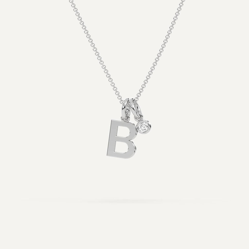 White Gold Letter B Necklace