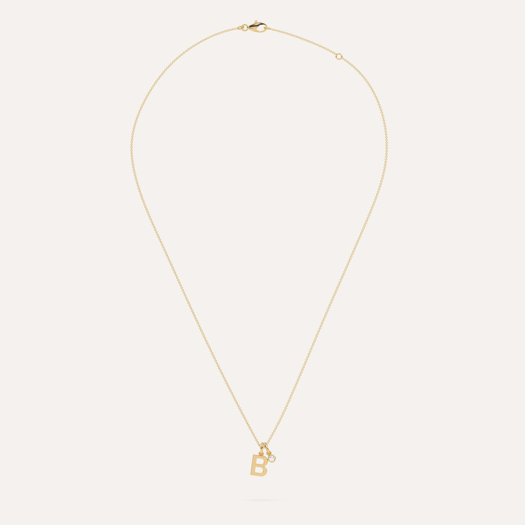 Initial Letter B Necklace Gold