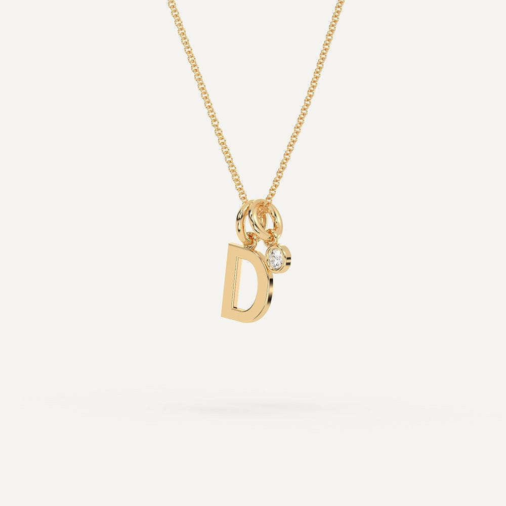 Sleek yellow gold D initial necklace