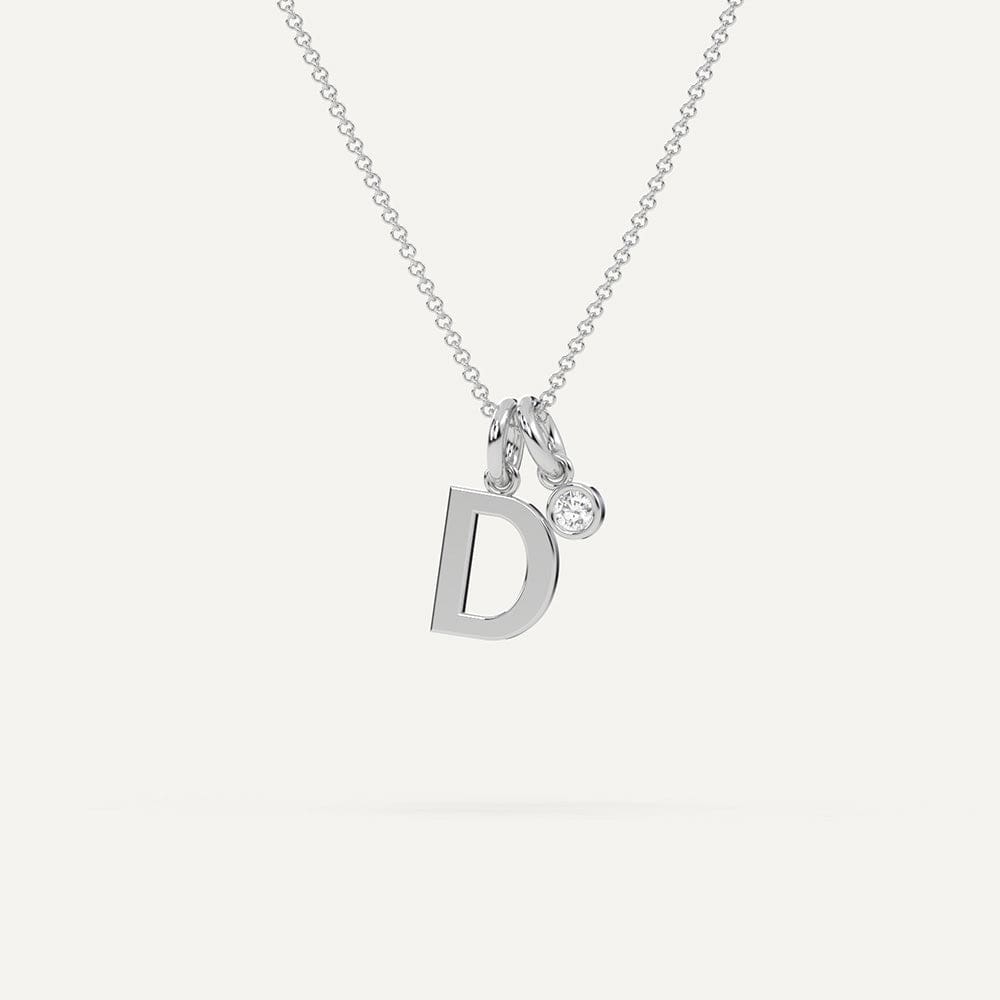 White gold D letter pendant with diamonds