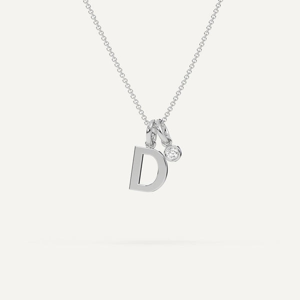 D for Diamond Sterling Silver & Rose Gold Tone Heart & Diamond Necklace  35+5cm - Necklaces from Faith Jewellers UK