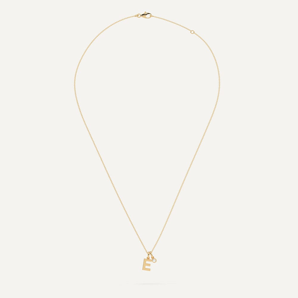 Gold necklace with letter E