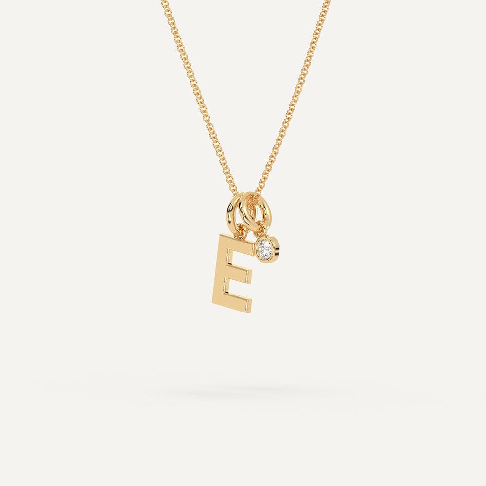 Gold E initial pendant necklace