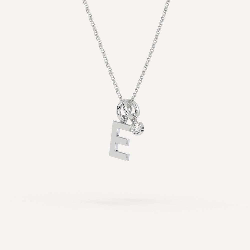 White gold E letter chain