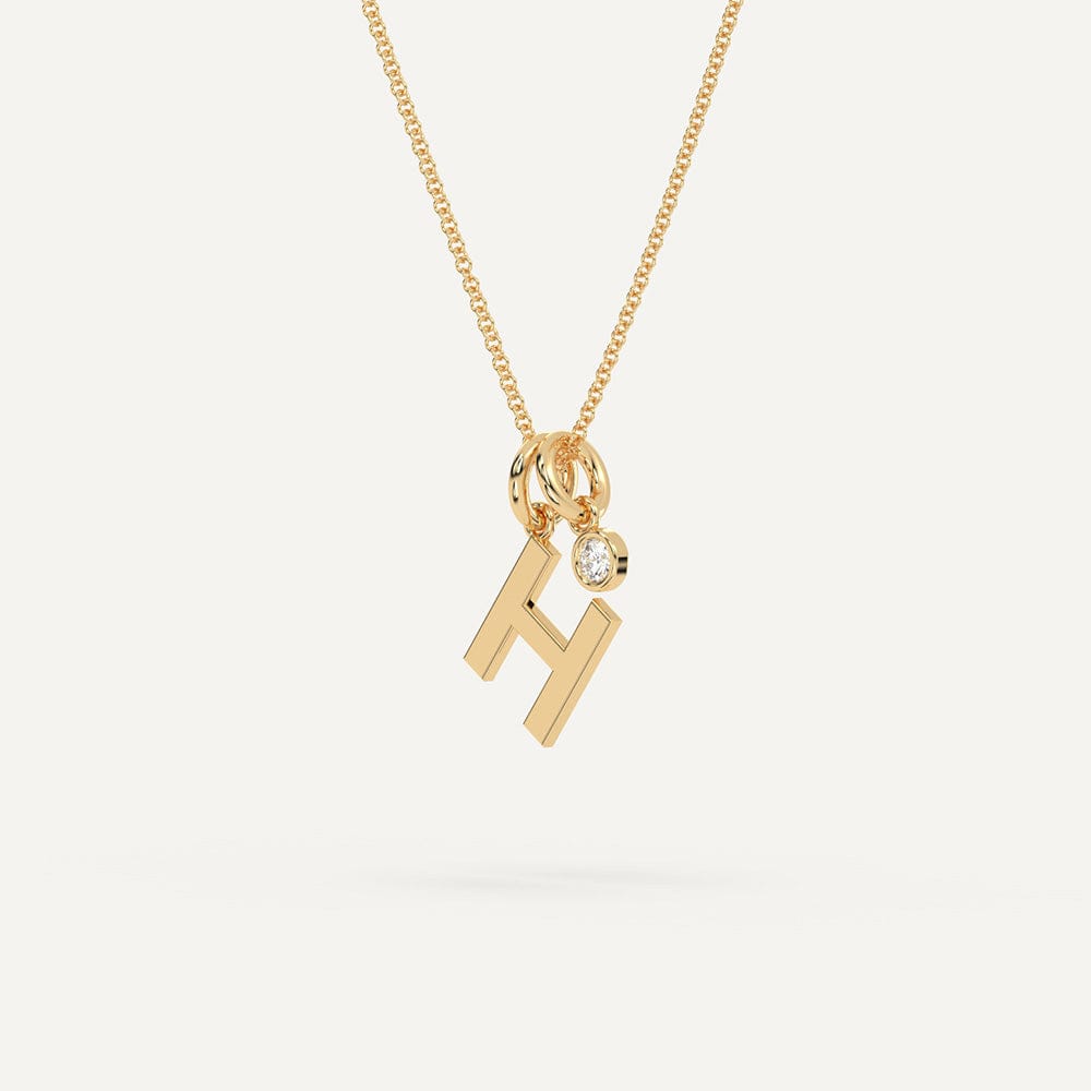 Initial Letter H Necklace Gold Diamond Chain For Her Shiree Odiz