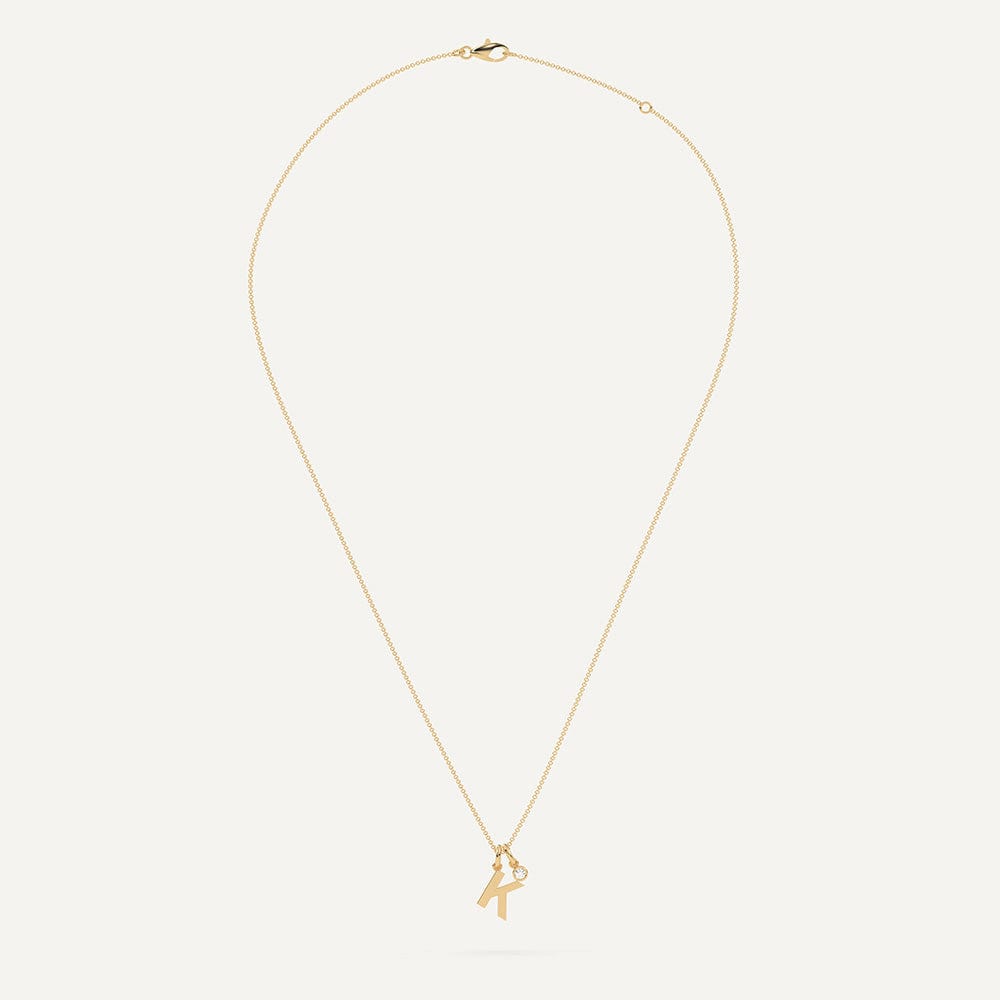 16 inch Necklace Letter K Gold