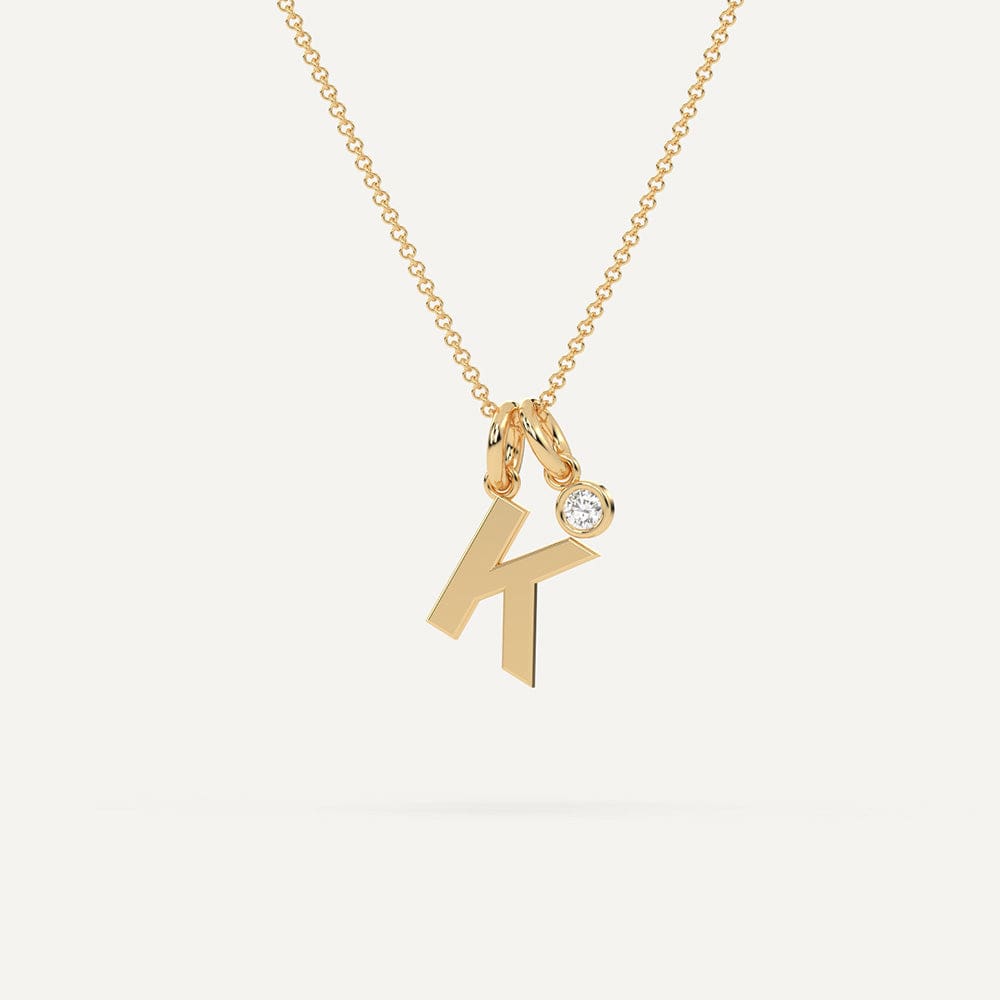 Diamond Letter K Necklace Gold