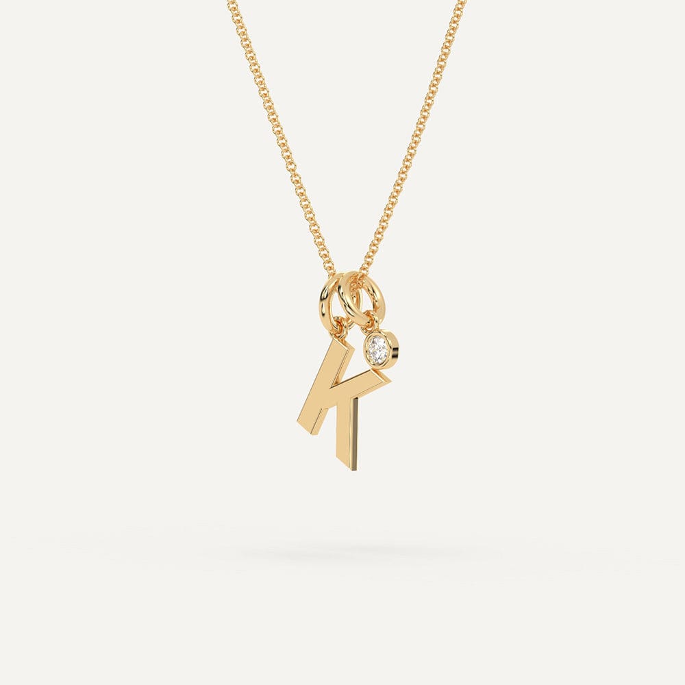 14K Yellow Gold Diamond Initial Necklace, Script Letter K Necklace – LTB  JEWELRY