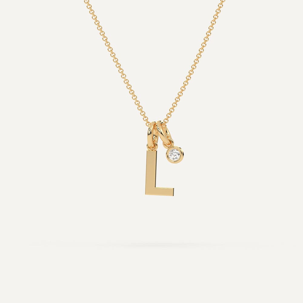 14k Yellow Gold Cursive Letter "I" Initial Pendant - Elegant Script Necklace