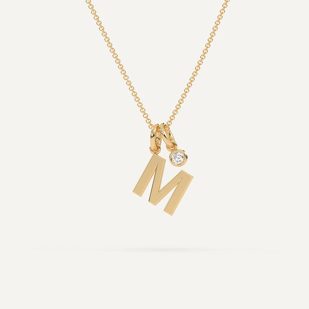 Initial Letter M Necklace Gold Diamond Pendant For Women