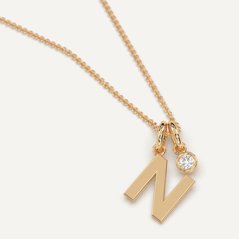 Gold initial N necklace