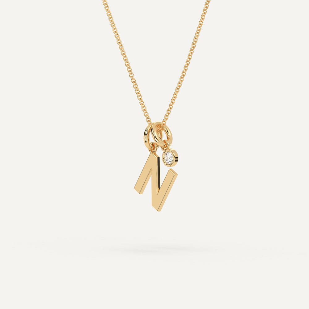 Gold N initial pendant necklace