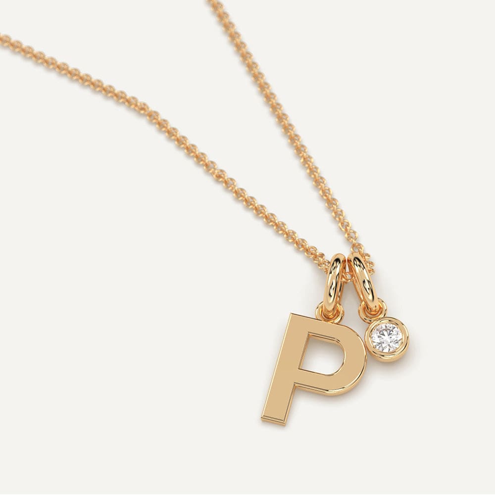 Gold initial P necklace