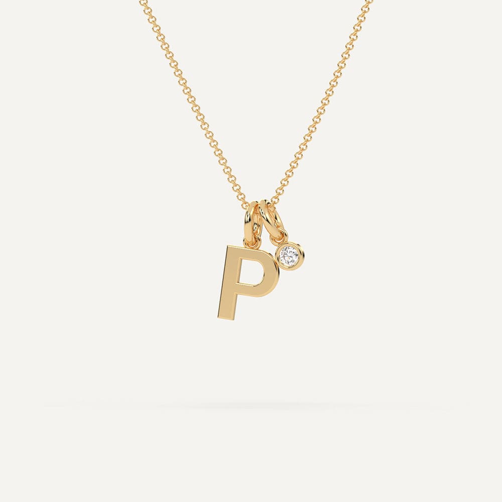 Yellow gold P letter pendant