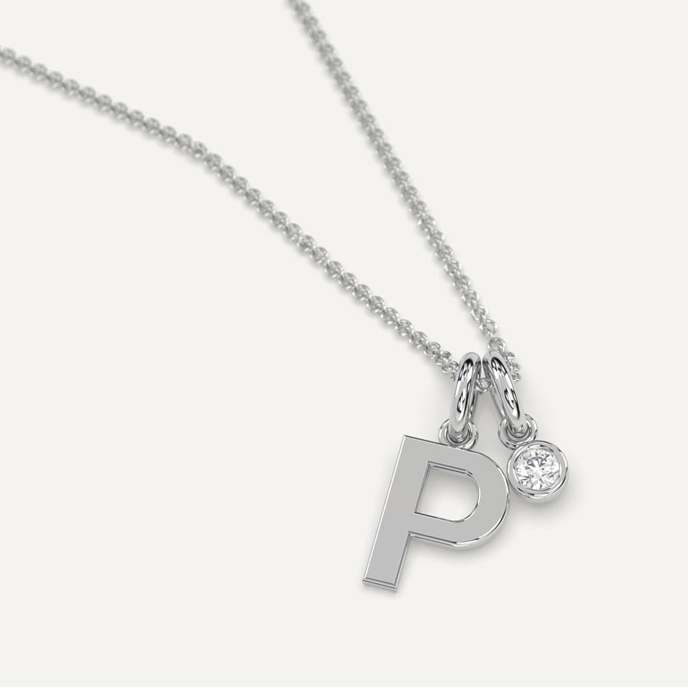 White gold initial P necklace