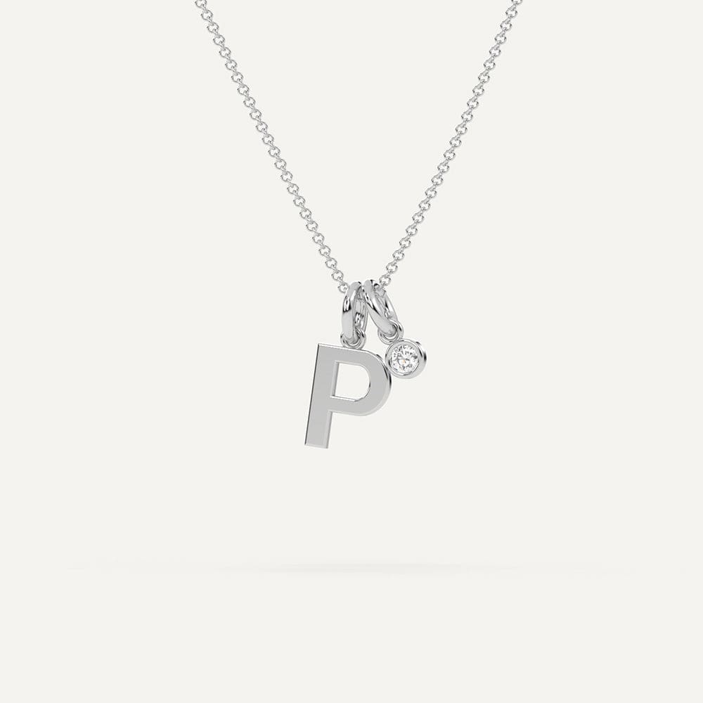 Diamond P white gold necklace
