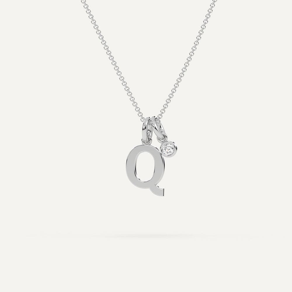 Alphabet Q Letter Necklace White Gold Silver