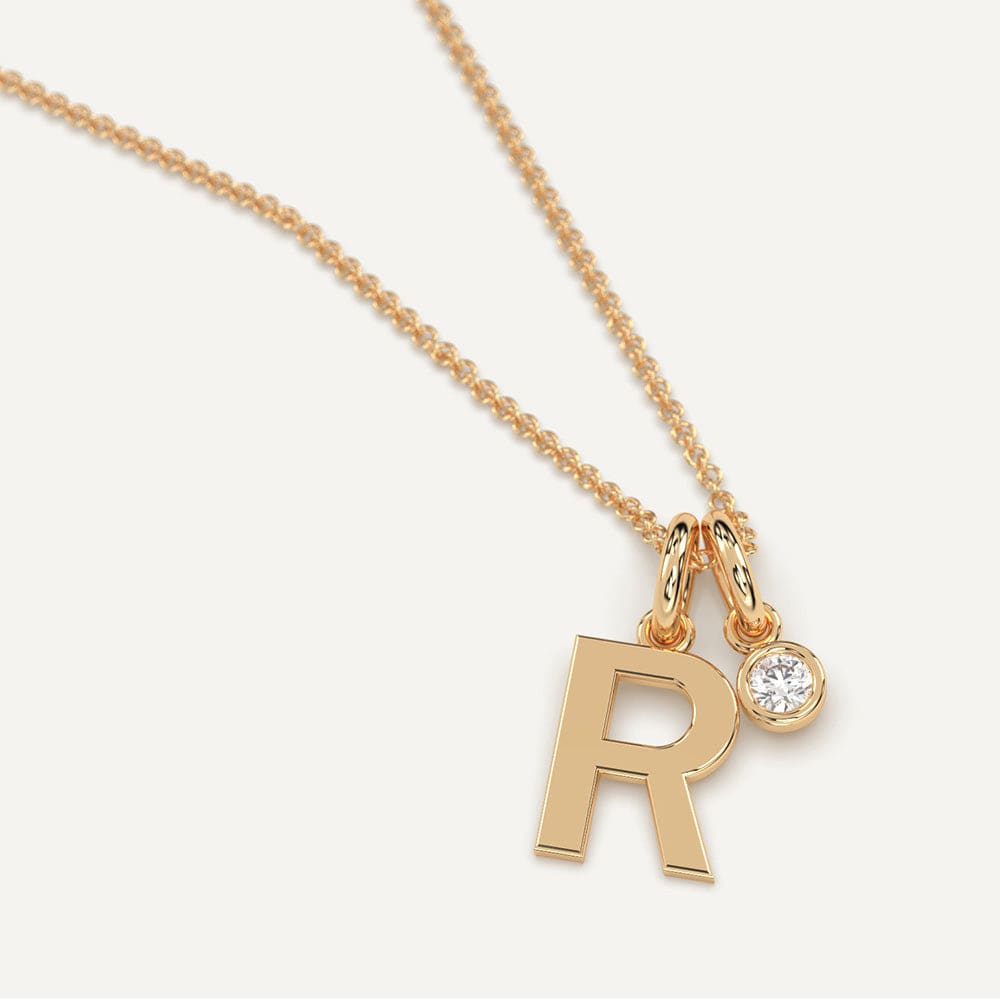 Gold initial R necklace