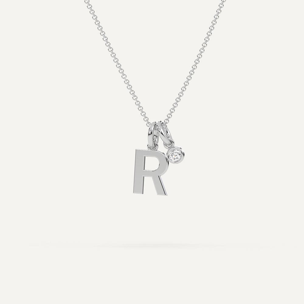 14K Rose Gold Diamond Initial Pendant, 