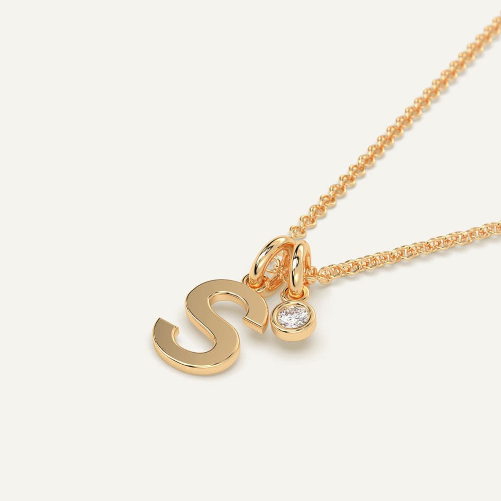 Gold initial S necklace