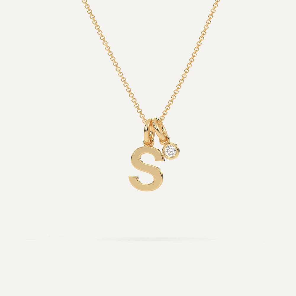Initial Letter S Necklace Gold Diamond Pendant For Women
