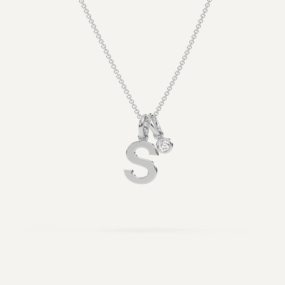 Letter S Necklace Silver White Gold