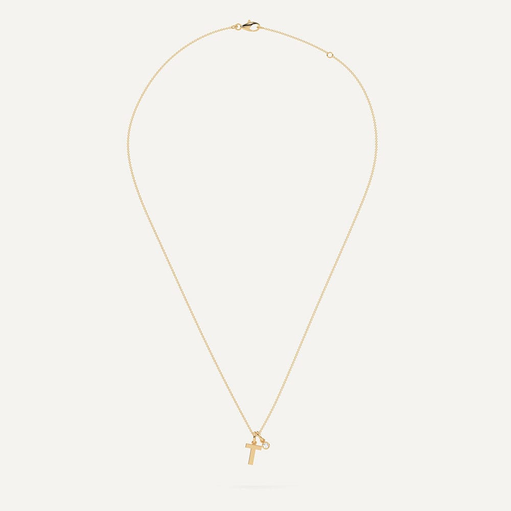 Gold necklace with letter T