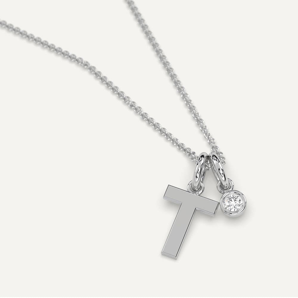 White gold initial T necklace