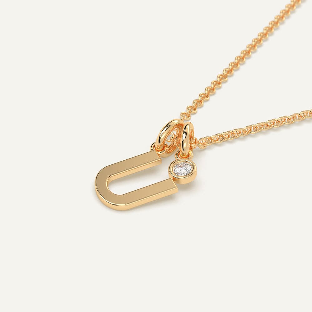 Gold initial U necklace