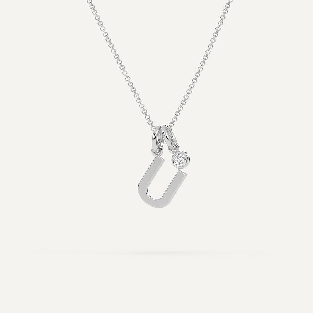 Initial Letter U Necklace Gold Diamond Pendant For Women Shiree Odiz