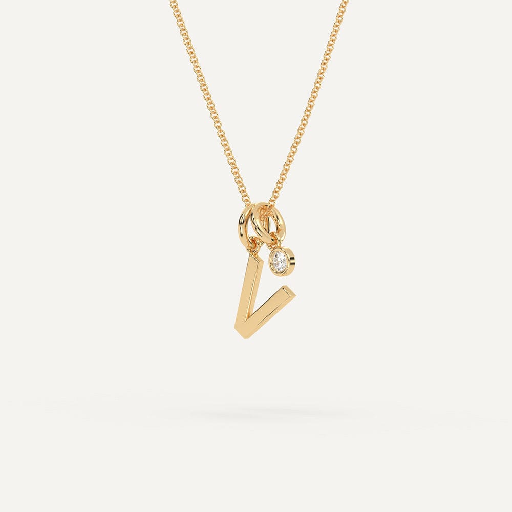 Gold V initial pendant necklace