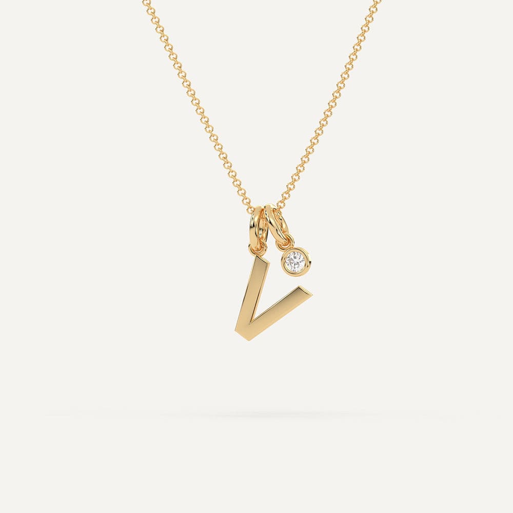 White gold initial V necklace