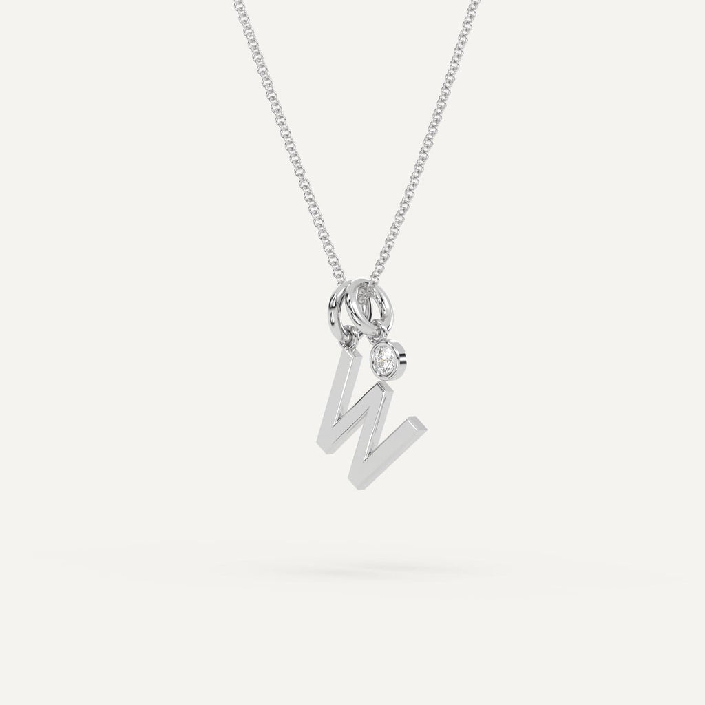 Silver Letter W Necklace Chain