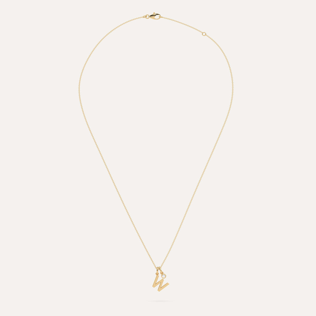 Letter W Necklace Pendant Gold Charm