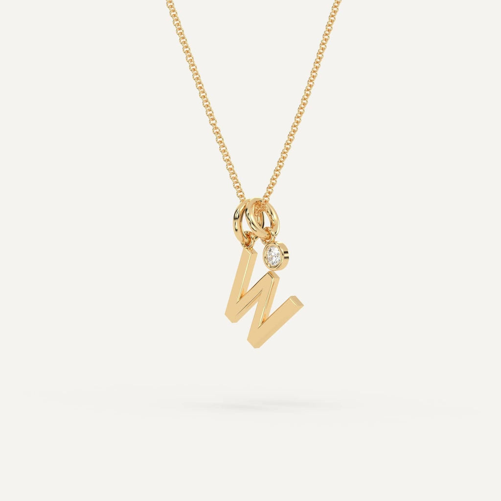 Letter W Initial Necklace Gold