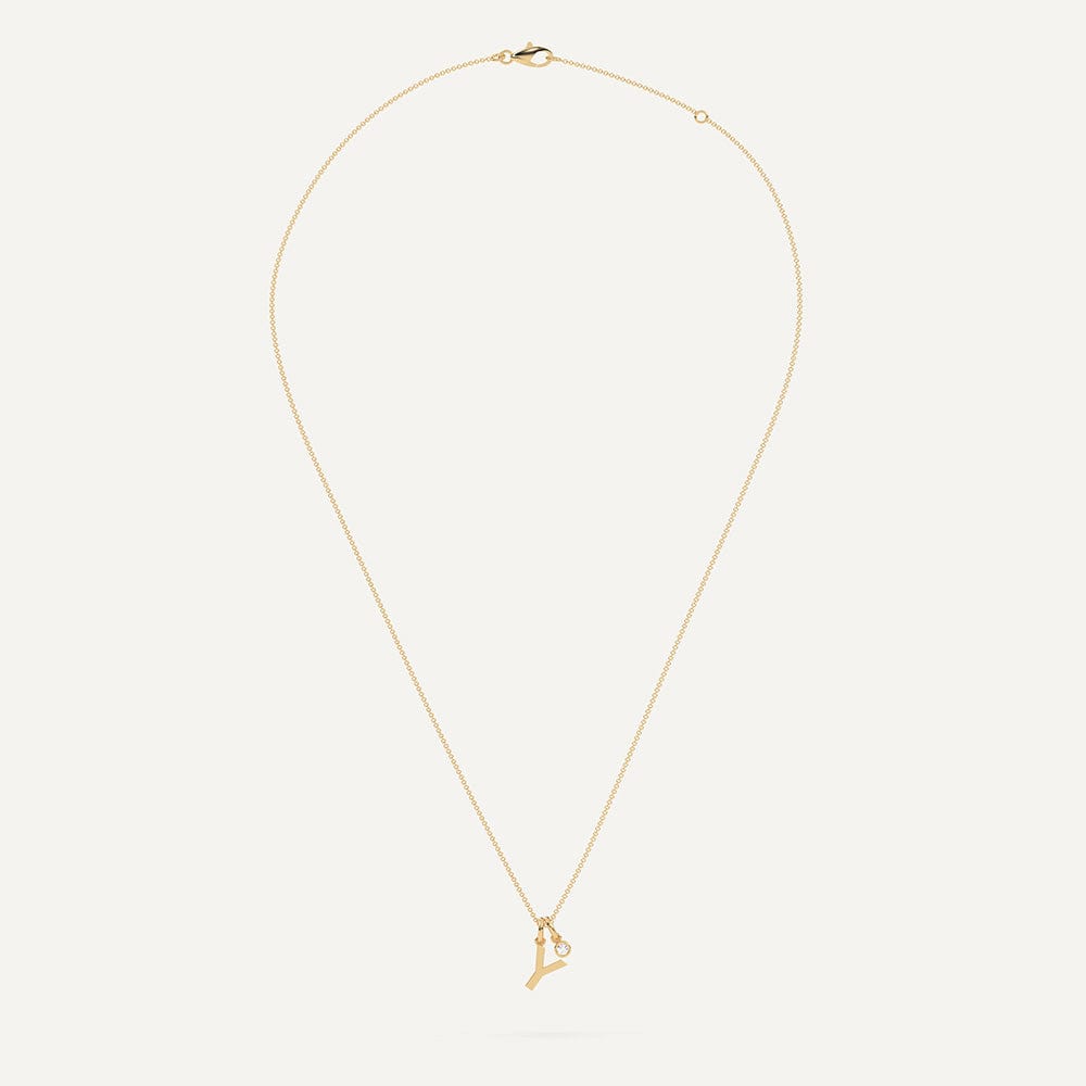 Gold necklace with letter Y