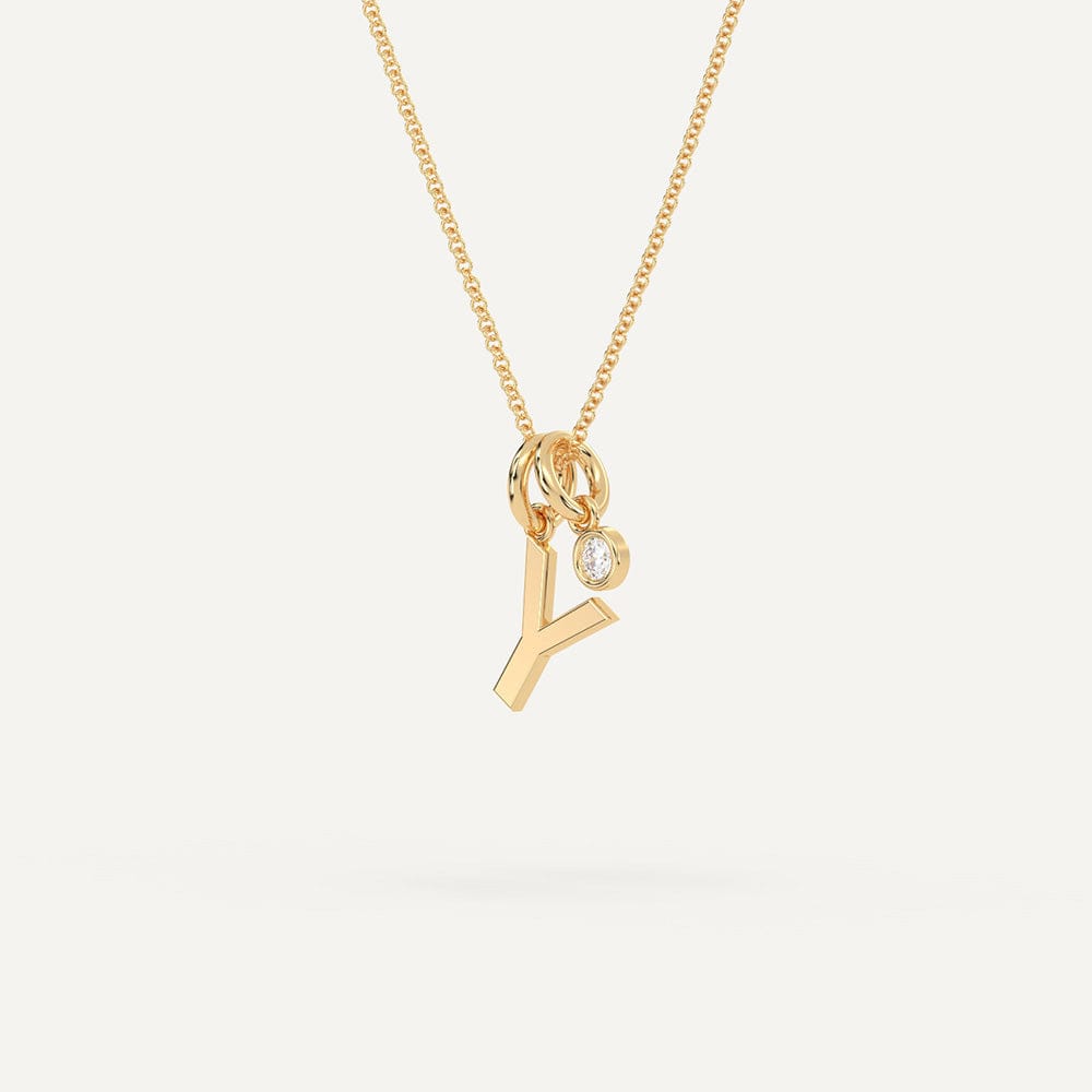 Gold Y initial pendant necklace