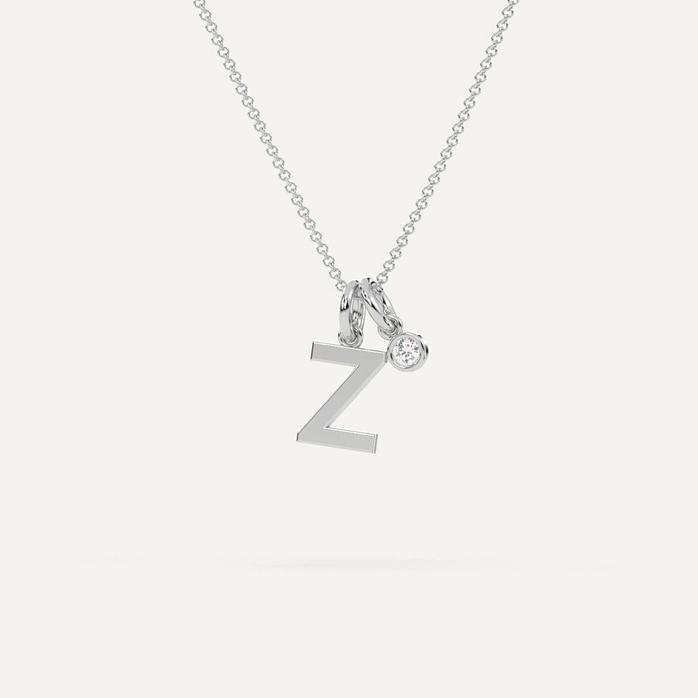 Initial Z Necklace Silver White Gold