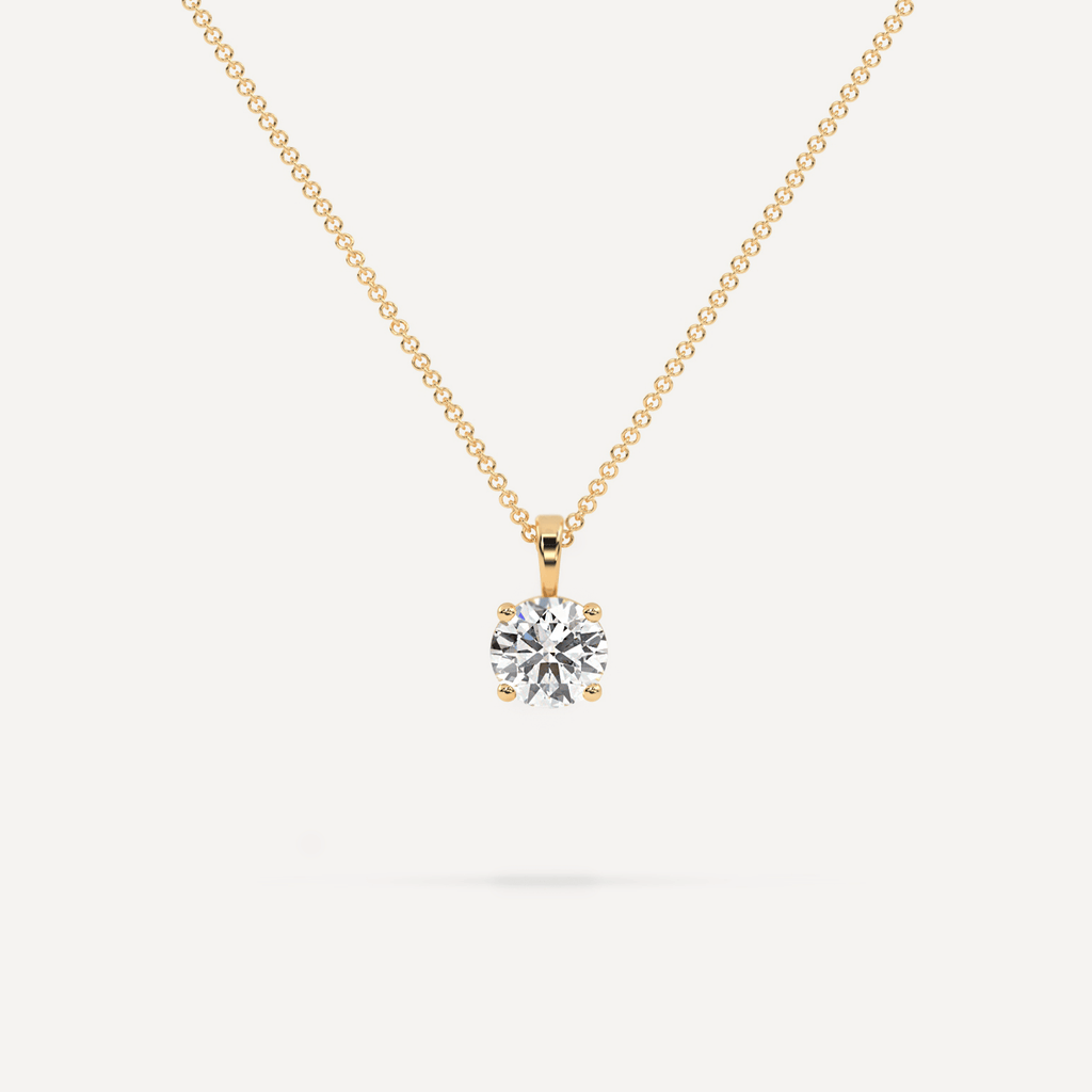 One Single Diamond Necklace in Yellow Gold