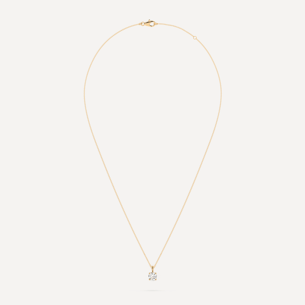 Yellow Gold Adjustable Diamond Necklace With One Diamond