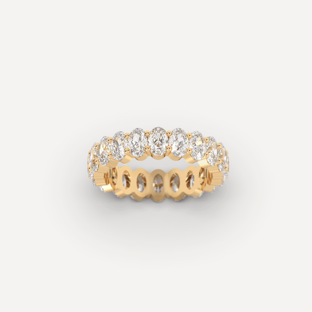 Yellow Gold Full Eternity Ring Oval Cut Front View