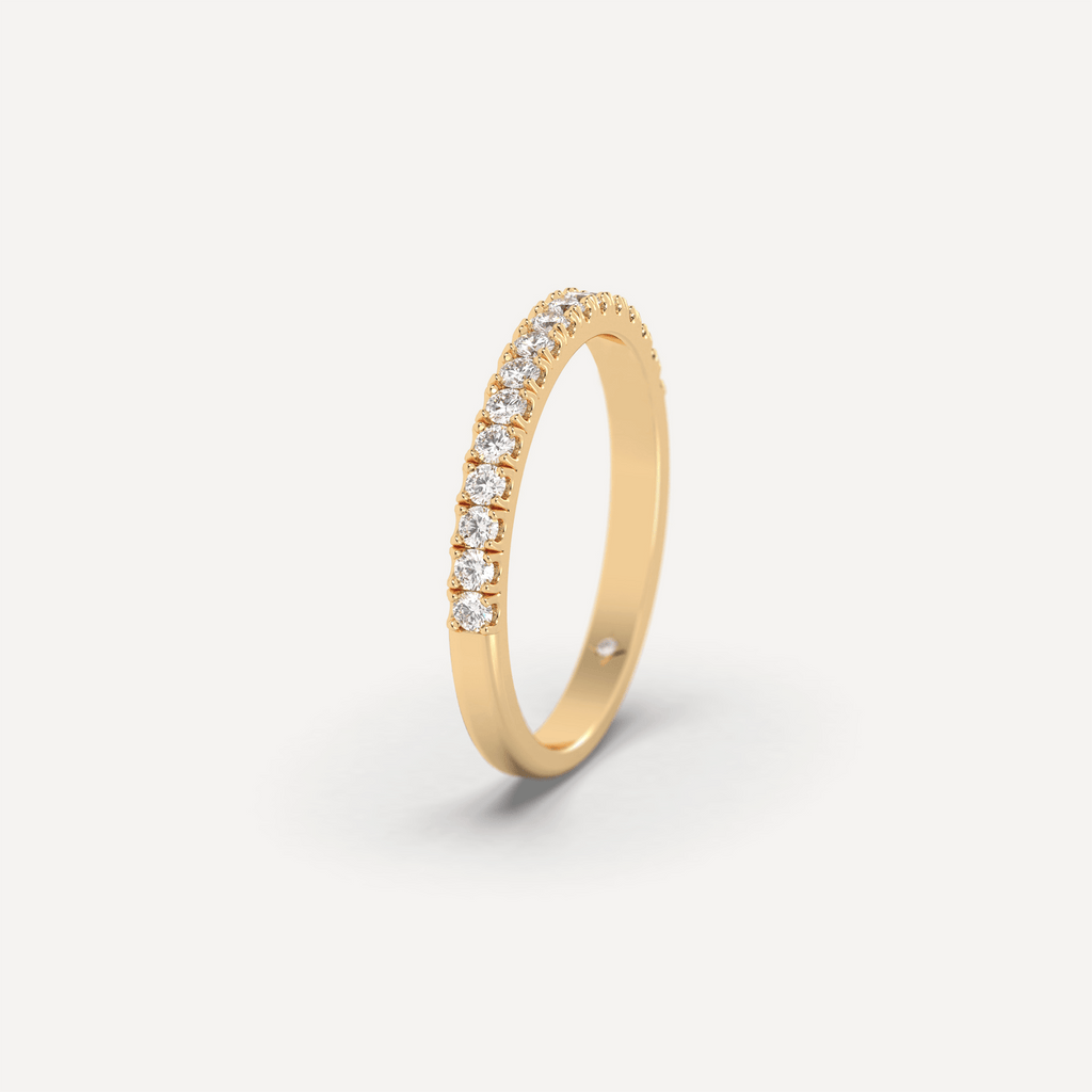 Small Round Diamond Wedding Band Rings 14K Yellow Gold