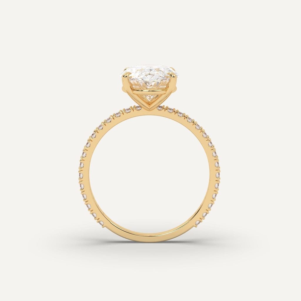 Oval Diamond Ring Semi-Mount 14K Yellow Gold